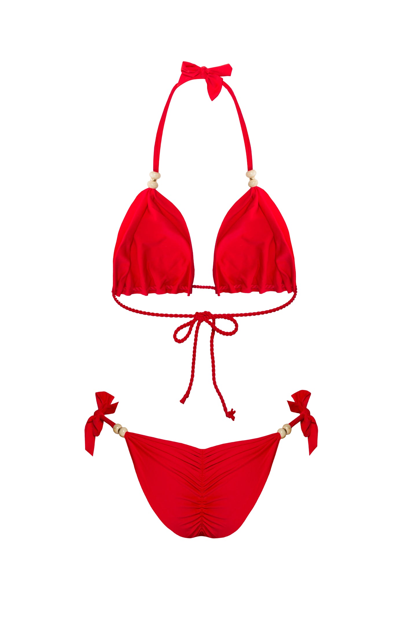 Modny dwuczęściowy strój kąpielowy na lato w kolorze czerwonym BB Girl on Fire marki Praia Beachwear