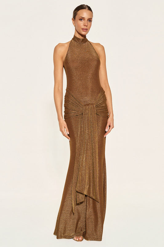 - SPARKLE MAXI DRESS - BROWN