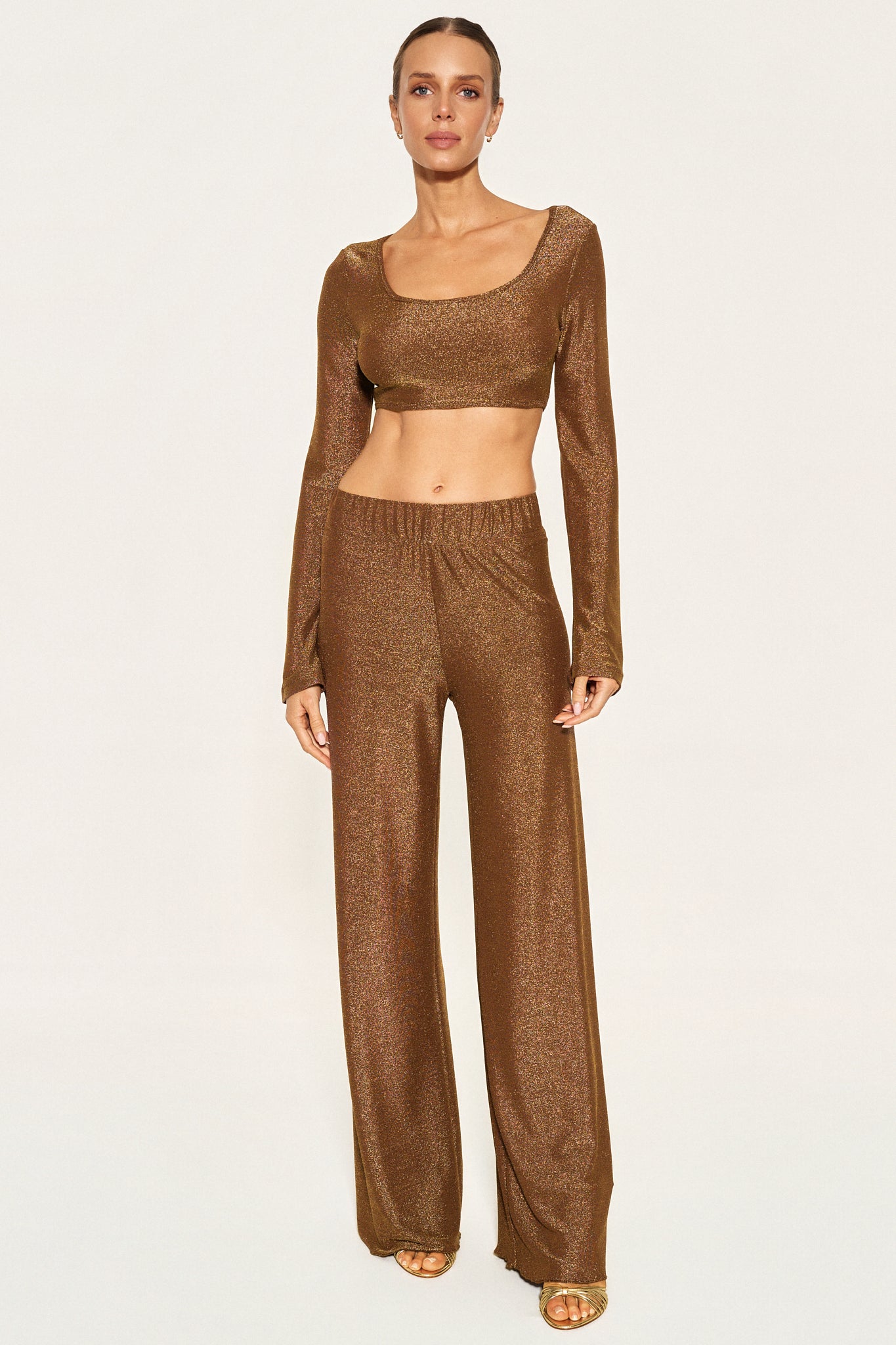 - SPARKLE CROP TOP - BROWN