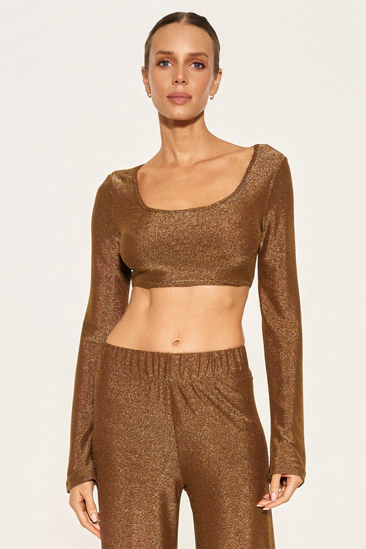 - SPARKLE CROP TOP - BROWN