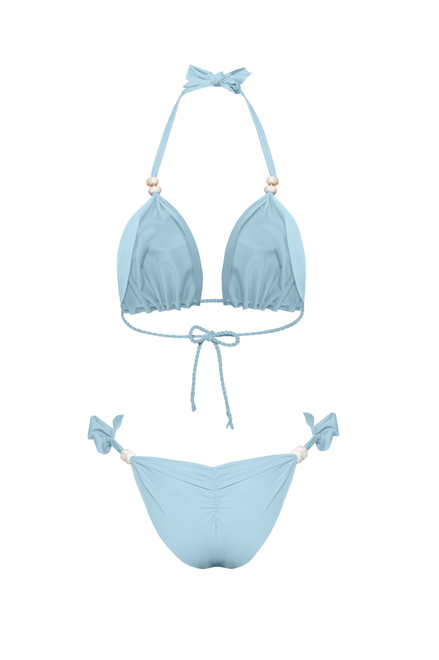 Minimalistyczny błękitny kostium kąpielowy dwuczęściowy BB Baby marki Praia Beachwear