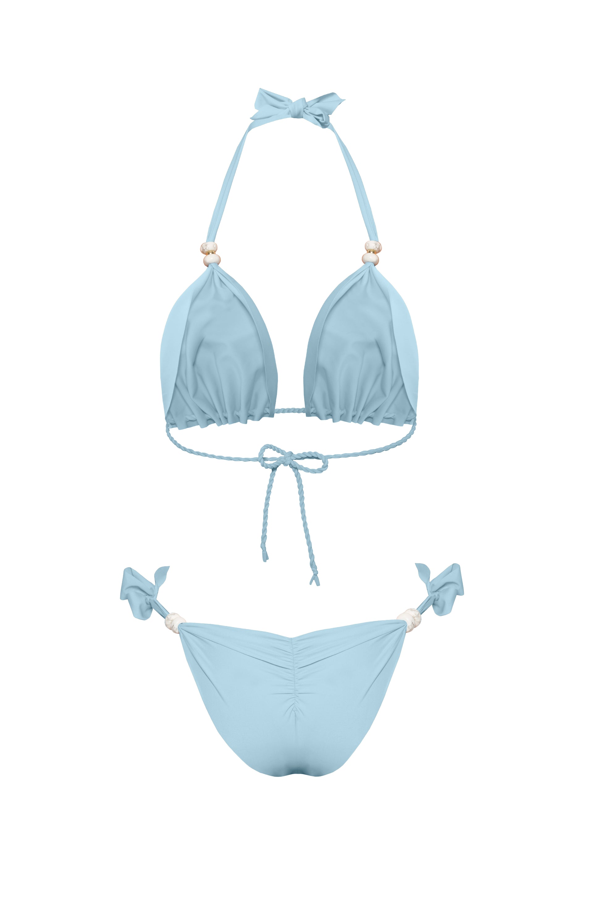Minimalistyczny błękitny kostium kąpielowy dwuczęściowy BB Baby marki Praia Beachwear