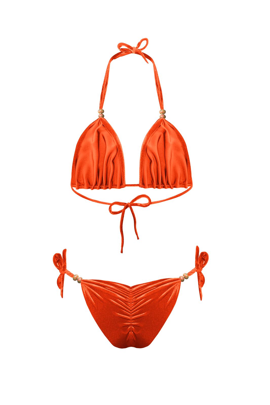 Luksusowe bikini ze złotymi koralikami i błyszczącym wykończeniem BB Cinnamon Girl od marki Praia Beachwear 