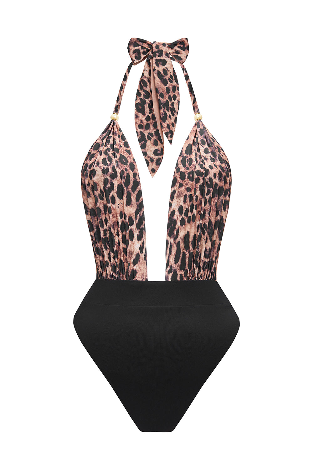 Modny strój jednośczęsciowy na lato z odsłoniętymi plecami i złotymi koralikami BS Roar od marki Praia Beachwear