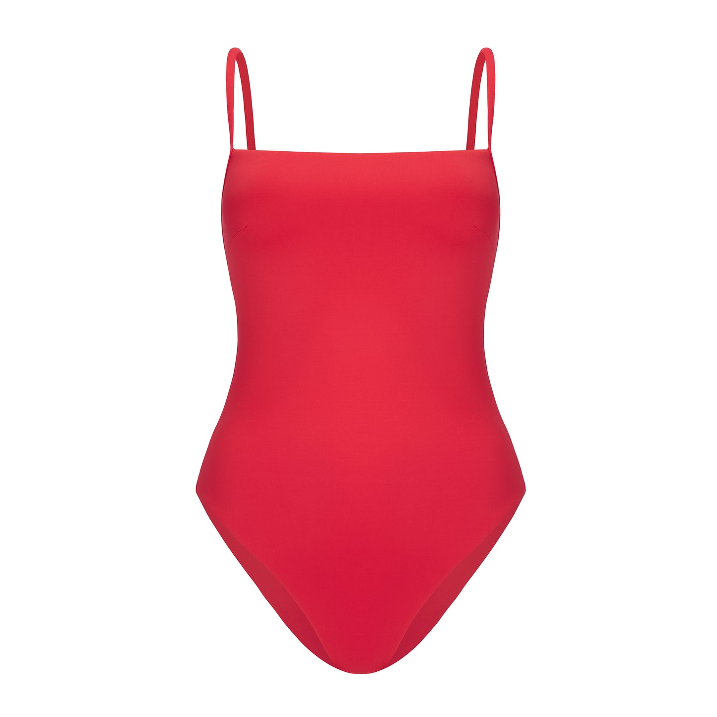 Modny czerwony kostium kąpielowy Baltic Red o klasycznym kroju - kobiecy, minimalistyczny, idealny na plażę i basen