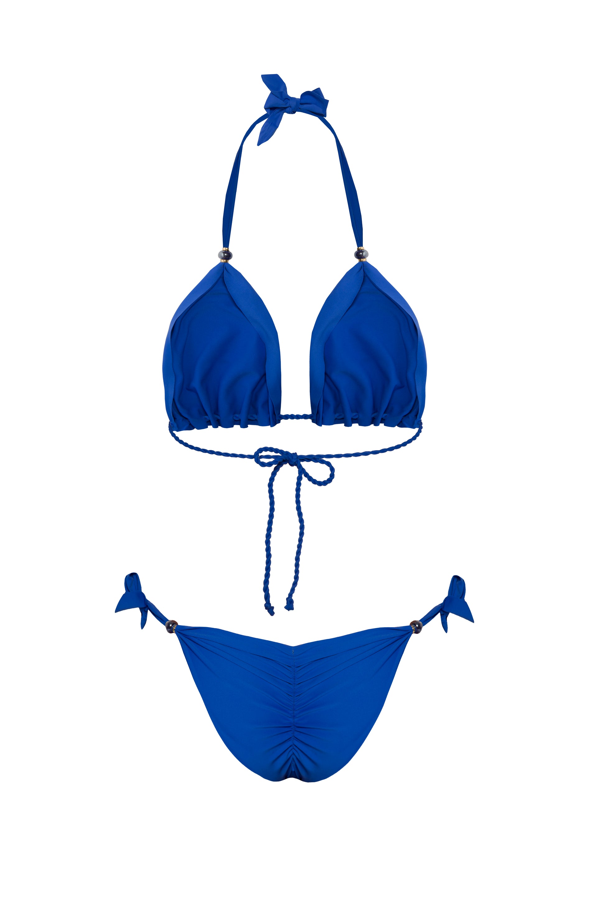 Dwuczęściowy kostium kąpielowy premium na plażę w odcieniach niebieskiego z ozdobnymi koralikami marki Praia Beachwear