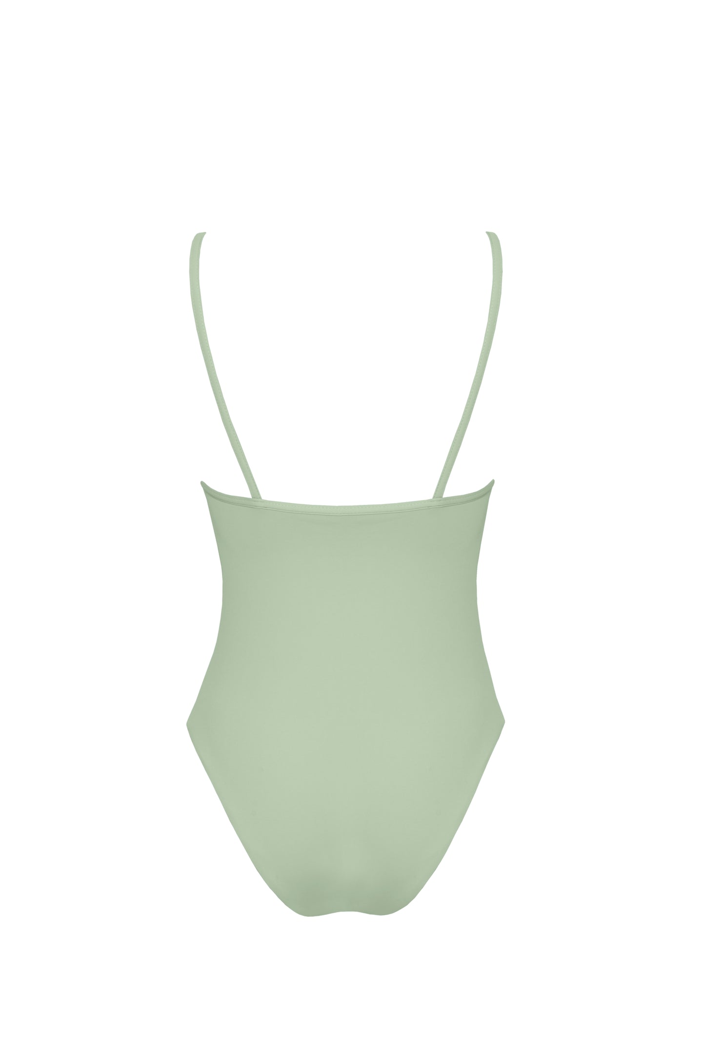 Minimalistyczny strój kąpielowy premium idealny na basen Baltic Matcha w zielonym odcieniu marki Praia Beachwear